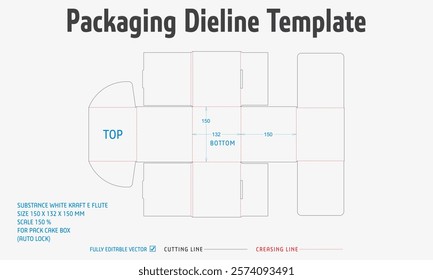 Packaging Dieline Template. 2D Technical Drawing File Eps Scale. Fully editable vector. Prepared for production