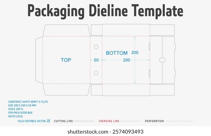 Packaging Dieline Template. 2D Technical Drawing File Eps Scale. Fully editable vector. Prepared for production