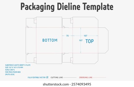 Packaging Dieline Template. 2D Technical Drawing File Eps Scale. Fully editable vector. Prepared for production