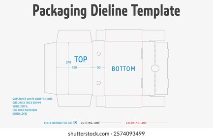 Packaging Dieline Template. 2D Technical Drawing File Eps Scale. Fully editable vector. Prepared for production