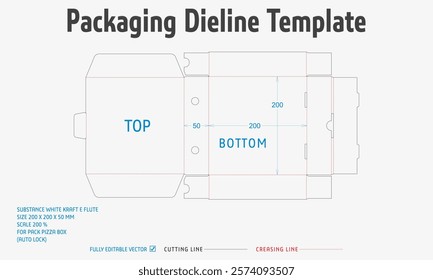 Packaging Dieline Template. 2D Technical Drawing File Eps Scale. Fully editable vector. Prepared for production