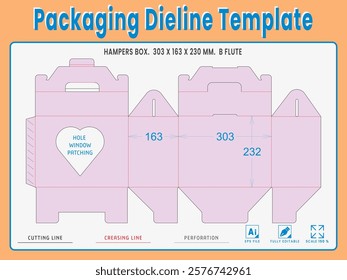 Packaging Dieline Template. 2D Technical Drawing File Eps Scale %. Fully editable vector. Prepared for production.