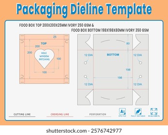 Packaging Dieline Template. 2D Technical Drawing File Eps Scale %. Fully editable vector. Prepared for production.