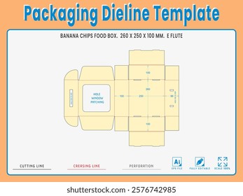 Packaging Dieline Template. 2D Technical Drawing File Eps Scale %. Fully editable vector. Prepared for production.