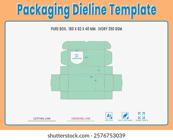 Packaging Dieline Template. 2D Technical Drawing File Eps Scale %. Fully editable vector. Prepared for production.