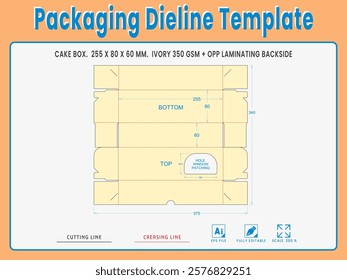 Packaging Dieline Template. 2D Technical Drawing File Eps Scale %. Fully editable vector. Prepared for production.