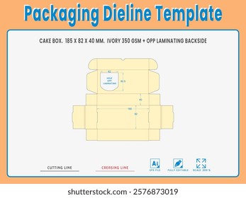 Packaging Dieline Template. 2D Technical Drawing File Eps Scale %. Fully editable vector. Prepared for production.