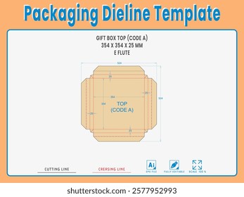 Packaging Dieline Template. 2D Technical Drawing File Eps Scale %. Fully editable vector. Prepared for production.