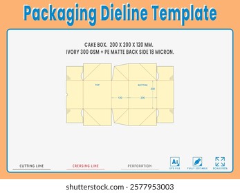 Packaging Dieline Template. 2D Technical Drawing File Eps Scale %. Fully editable vector. Prepared for production.