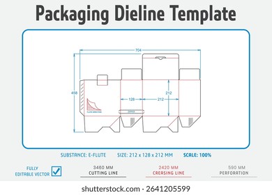 Packaging Dieline Template. Dieline Real Shape and Dimension. Fully editable vector. Equipped die cut lengths prepared for production.