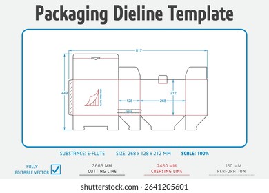 Packaging Dieline Template. Dieline Real Shape and Dimension. Fully editable vector. Equipped die cut lengths prepared for production.