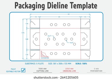 Packaging Dieline Template. Dieline Real Shape and Dimension. Fully editable vector. Equipped die cut lengths prepared for production.