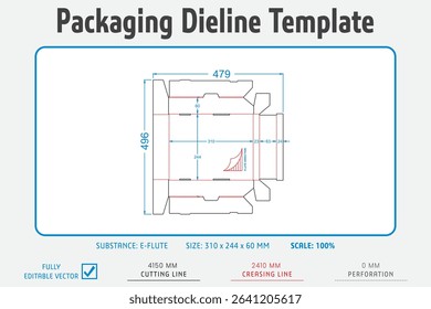 Packaging Dieline Template. Dieline Real Shape and Dimension. Fully editable vector. Equipped die cut lengths prepared for production.