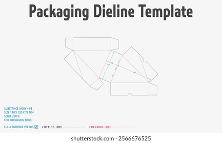 Packaging Dieline Template-57. For Pack Food. 2D Technical Drawing File Eps scale 200% prepared for production.