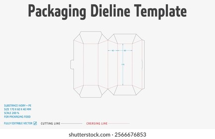 Packaging Dieline Template-58. For Pack Food. 2D Technical Drawing File Eps scale 200% prepared for production.