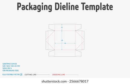 Packaging Dieline Template-59. For Pack Food. 2D Technical Drawing File Eps scale 200% prepared for production.