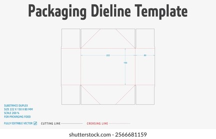 Packaging Dieline Template-60. For Pack Food. 2D Technical Drawing File Eps scale 200% prepared for production.