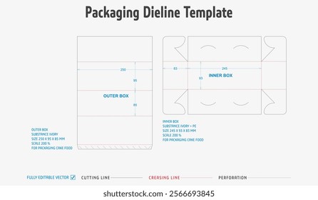 Packaging Dieline Template-69. For Pack Cake Food. 2D Technical Drawing File Eps scale 200% prepared for production.