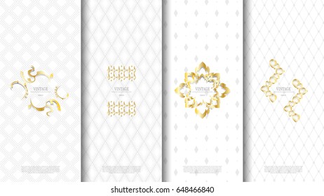 Packaging exotic Thai pattern element concept white vintage background and logo vector design, inclusive of pattern swatch