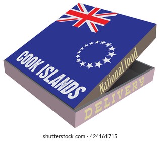 Packaging fast delivery Cook Islands national dish. Vector illustration.