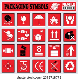 Packaging or Fragile Stickers . shipping stamps vector illustration Fragile label isolated. handle with care, keep dry, This way up.
Broken glass vector Package symbol
