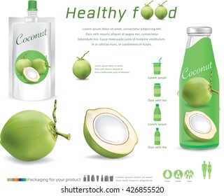 Packaging with green coconut water drink.vector