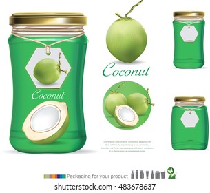Packaging with green coconut water drink.vector
