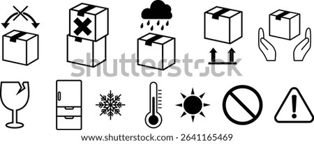 Packaging handling caution mark illustration set