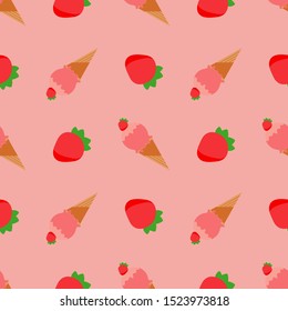 Packaging for ice cream. Strawberries. 
Seamless background. Vector illustration for web design or print.
