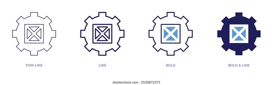 Icono de embalaje en 4 estilos diferentes. Línea delgada, línea, negrita y línea negrita. Estilo duotono. Trazo editable.