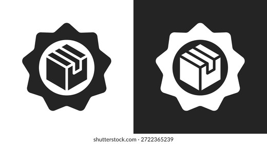 Icono de embalaje en estilo glifo blanco y negro
