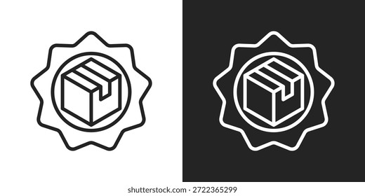 Icono de embalaje en estilo de línea en blanco y negro