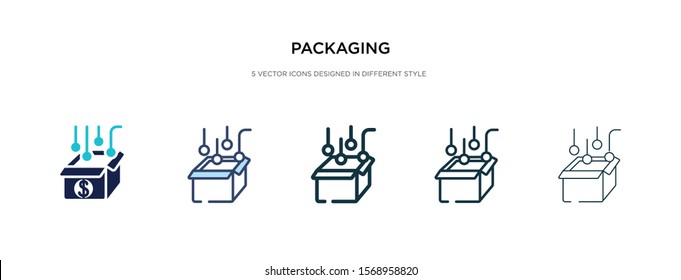 packaging icon in different style vector illustration. two colored and black packaging vector icons designed in filled, outline, line and stroke style can be used for web, mobile, ui