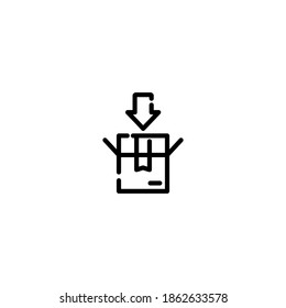 Packaging icon. e-commerce and shopping icon. Simple, flat, outline, black.