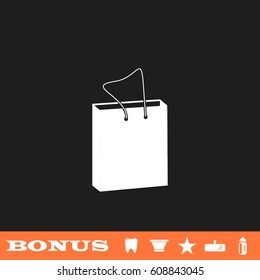 Packaging icon flat. White pictogram on black background. Vector illustration symbol and bonus button tooth, vase, star, mirror, bottle