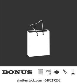 Packaging icon flat. White pictogram on black background. Vector illustration symbol and bonus icons