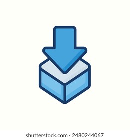 Verpackungs-Symbol, isolierter blauer Umriss-Stil, Grafikdesign-Symbol-Design