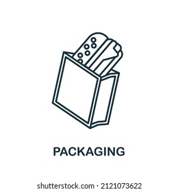 Packaging icon. Line element from take away collection. Linear Packaging icon sign for web design, infographics and more.