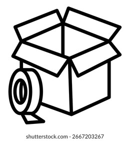 Vector de ilustración de línea de icono de embalaje