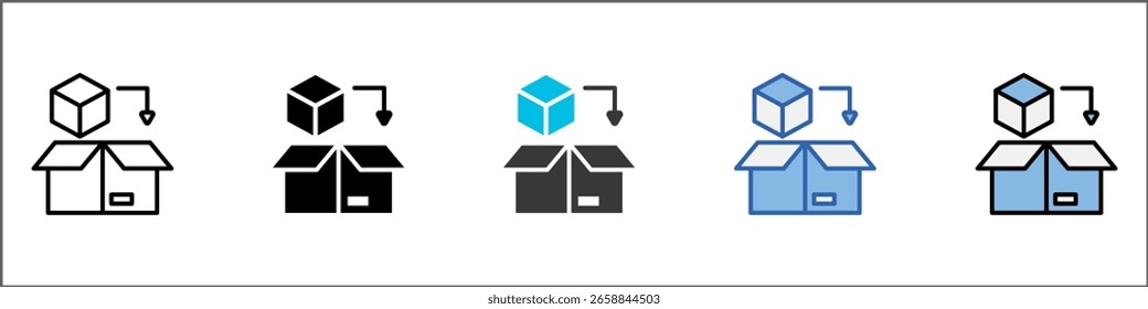 Paquete de iconos de empaquetado Ilustración multiestilo
