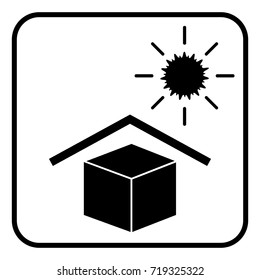 Packaging icon, protect from heat and direct sunlight, vector illustration.