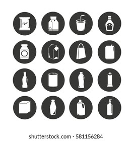 packaging icon set in circle buttons