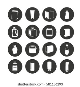packaging icon set in circle buttons