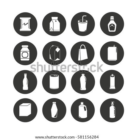 Download Packaging Icon Set Circle Buttons Stock Vector (Royalty ...