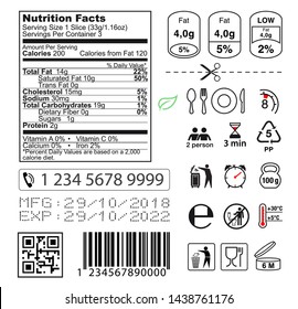 Packaging icon set. Nutrition facts. Vector elements. Ready for use in your design. EPS10	