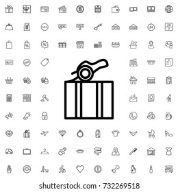 Packaging icon. set of outline shopping icons.