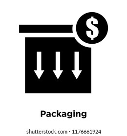 Packaging icon vector isolated on white background, logo concept of Packaging sign on transparent background, filled black symbol