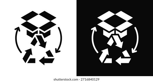 Icono de empaquetado Estilo de fondo blanco y negro