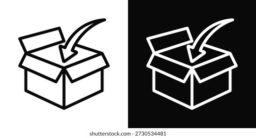 Estilo de fondo blanco y negro del icono de empaquetado
