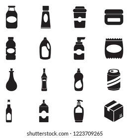Packaging Icons. Black Flat Design. Vector Illustration. 